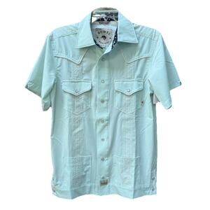 NWT Rowel Guayabera Trevi Perfomance Shirt Saltwater Small Western‎ Pearl Snap